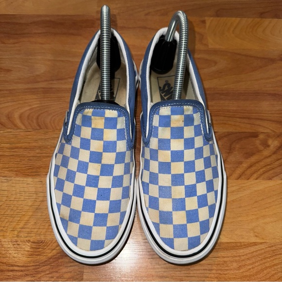 Vans Classic Slip On Checkerboard Shoes Men 6 Women 7.5 Blue White Check Sneaker - Picture 4 of 10
